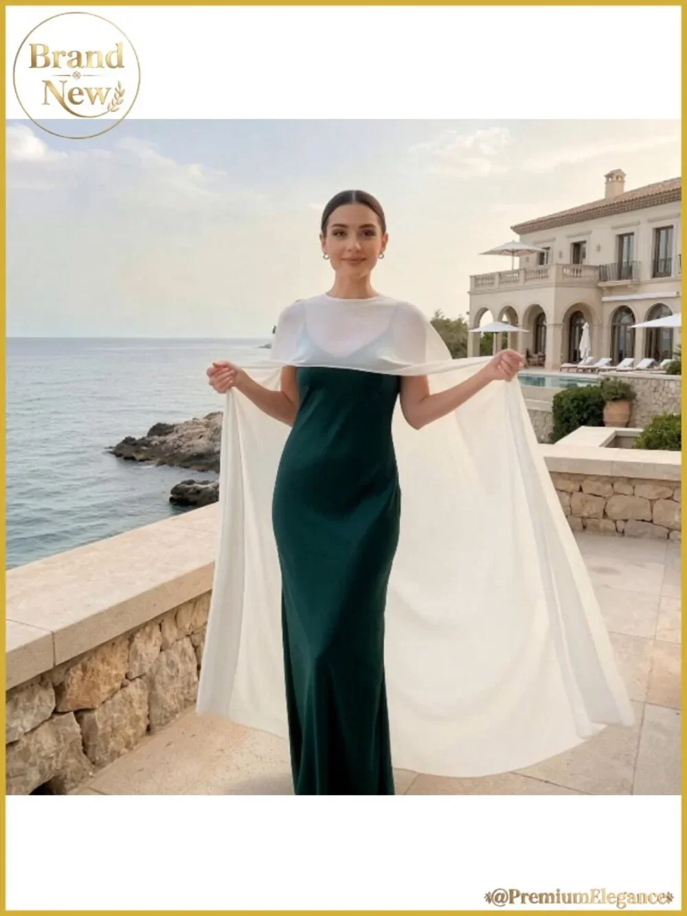 Chiffon Shawl Wrap Sheer Mesh Poncho Capelet for Evening Dress Wedding Party